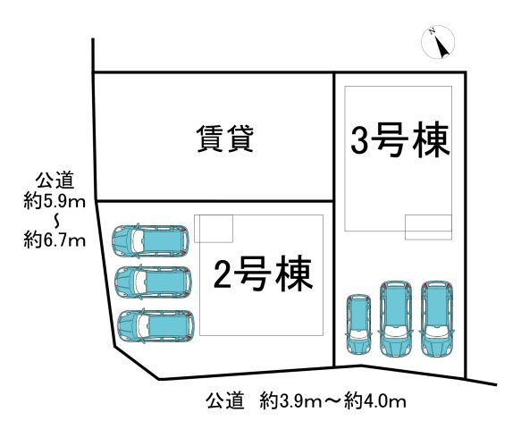 半田市瑞穂町1丁目　全3棟　3号棟の区画図|全3区画中2区画分譲地☆（1号棟賃貸）