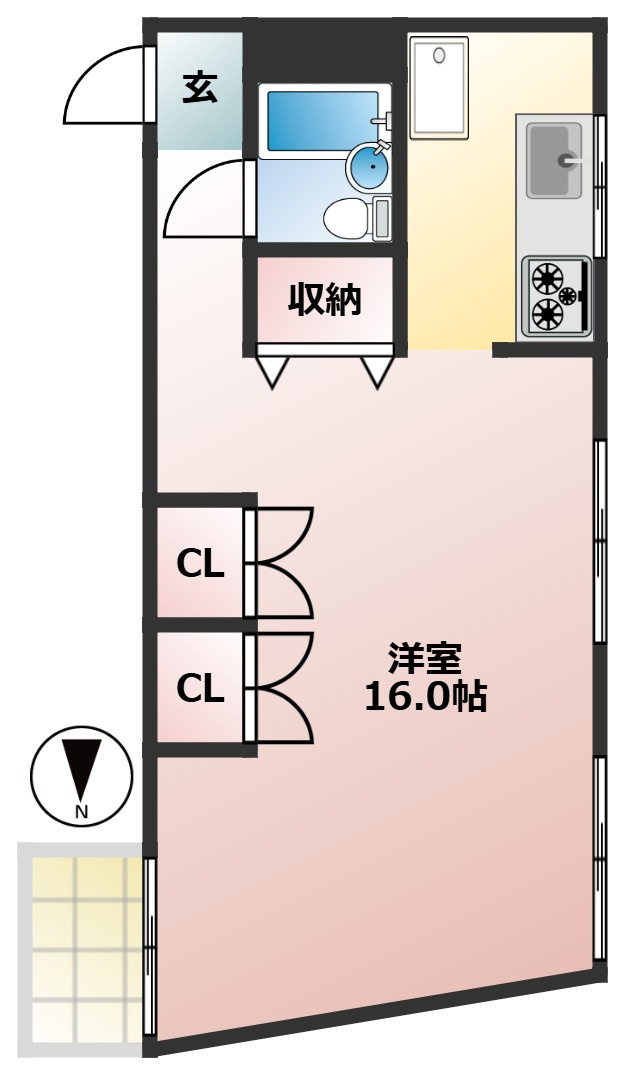 ニューリージェンシー　駅近　オートロック　洋室16帖の間取り