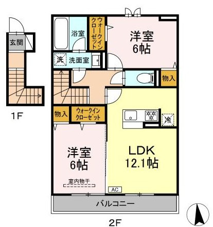 【間取り】 | 泉区上飯田町AK計画 | ファミリーにおすすめの2LDKの間取りです！