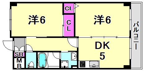 尼崎市小中島２丁目の賃貸マンションの間取り