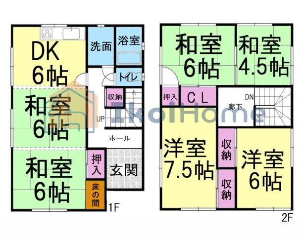 明石市大久保町八木　中古戸建の間取り|●年中無休：当日予約可●便利な広々6DK！広々主寝室7.5帖！お好きな家具を置いていただけます！