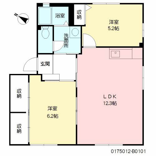 直方市大字頓野のアパートの間取り