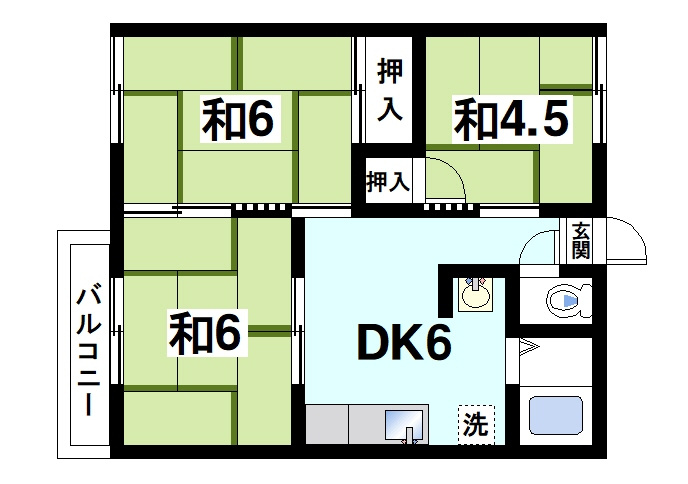 坂本ハイツの間取り|3DKの間取り