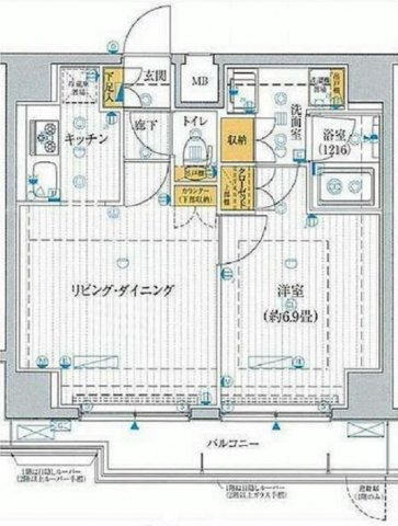 プレールドゥーク大森Ⅱの間取り|東向きバルコニーの1LDK