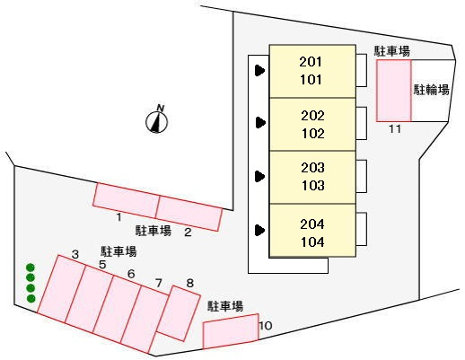 あうんハイツの区画図|駐車場