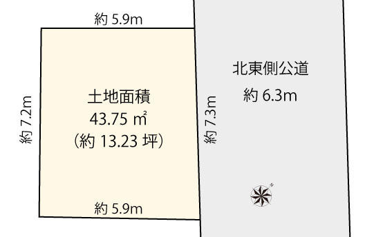 【土地図】 | 渋谷区千駄ヶ谷3丁目 | 幅員約6.3mの公道に面した綺麗で整った土地形状です！無駄のない効率的な間取りプランが組めます♪
