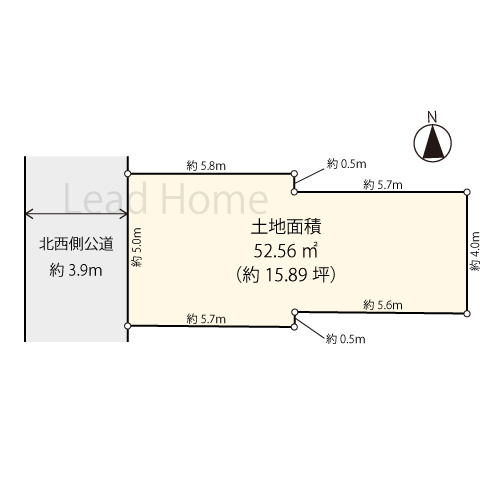 【土地図】 | 渋谷区神宮前3丁目 | 敷地面積約52.56㎡の整った土地形状となっております！無駄のない効率的な間取りプランが組めます！