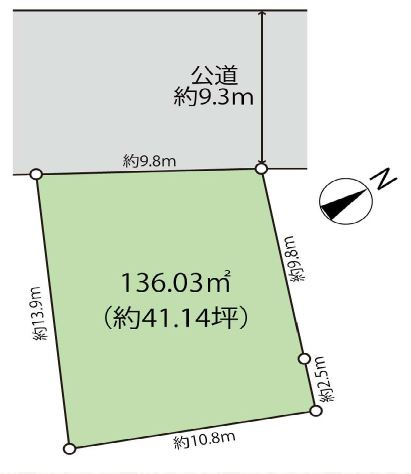 【土地】鶴ヶ島市脚折建築条件無し売地の土地図