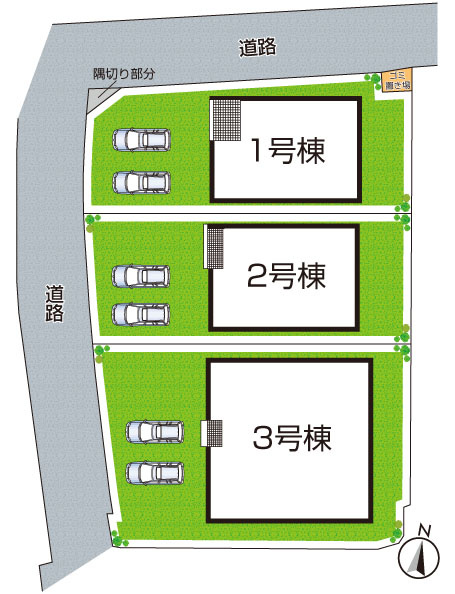 紀の川市名手西野　第1期　新築一戸建ての区画図|全3区画