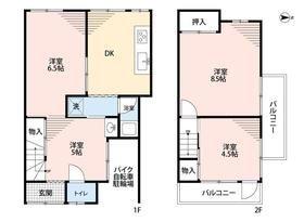 黒原城内町リノベ戸建の間取り