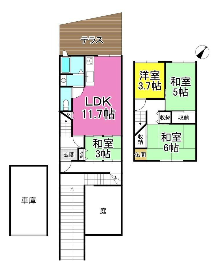 寝屋川市末広町貸家の間取り