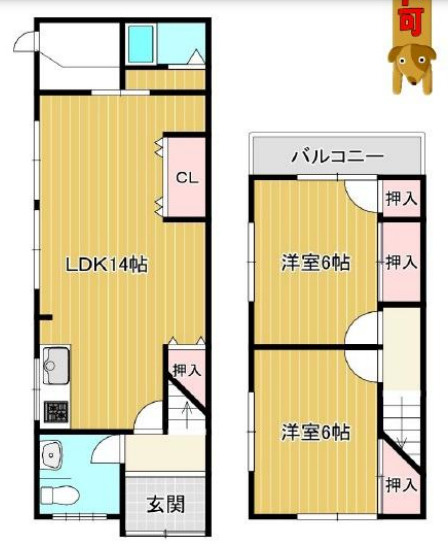 藤田町リノベ貸家の間取り