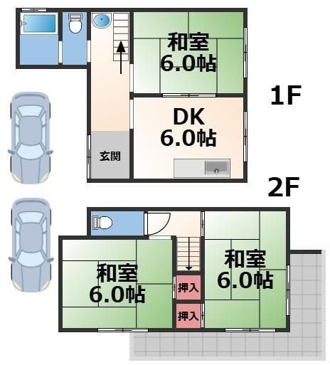 枚方市藤阪元町貸家の間取り
