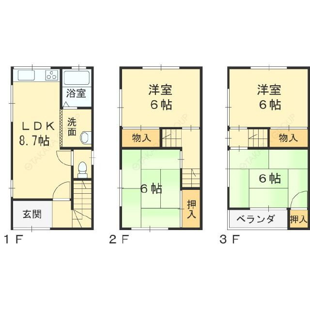 寝屋川市錦町貸家の間取り