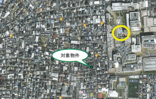 東大阪市小若江２丁目　借地権付き売土地の地図|借地権付き土地です。