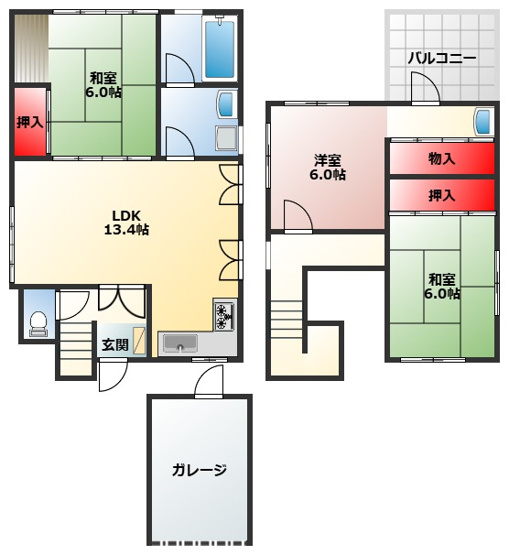 【間取り】 | 浜寺石津町西貸家