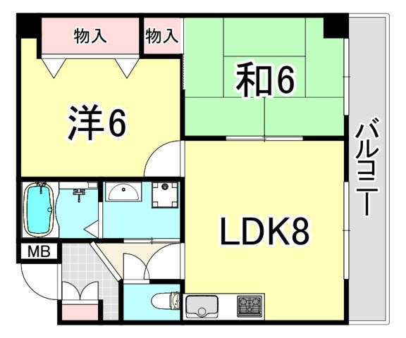 尼崎市大庄北２丁目の賃貸マンションの間取り