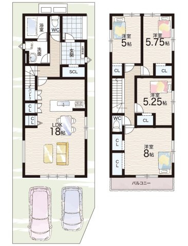 亀岡市古世町　第4期　新築一戸建ての間取り|４号地