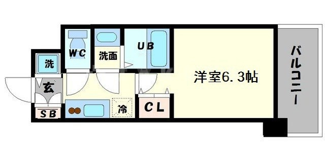 レジュールアッシュ難波MINAMIの間取り|レジュールアッシュ難波ＭＩＮＡＭＩ　開放感ある間取
