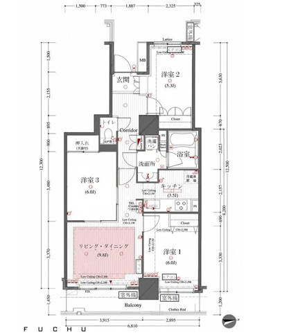 府中市宮町１丁目の賃貸マンションの間取り