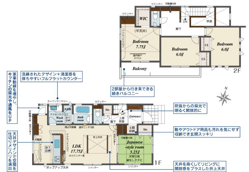 ブルーミングガーデン前橋市女屋町　５号棟の間取り|収納充実♪南向きの4LDKで陽当たり良好な間取りです！
土地面積245.85㎡、建物面積107.02㎡で十分な広さです！