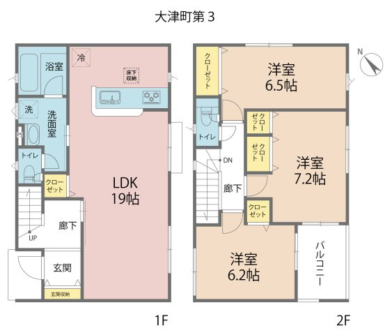 出雲市大津町第3　新築建売住宅　内覧可能！の間取り
