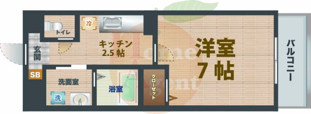 【間取り】 | プリート　カーサ　イグサ | 1Kのお部屋です。