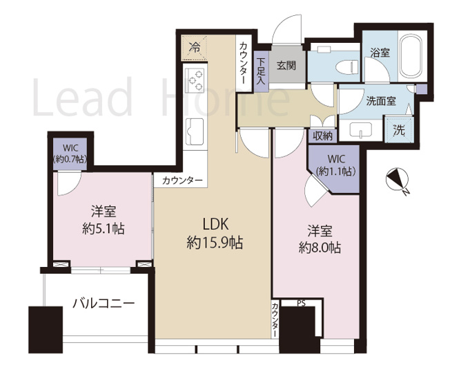 【間取り】 | シティタワー麻布十番 | 効率的な動線と使い勝手の良い居室を備えた間取りです！ご家族全員でゆったりと快適にお過ごしいただけます！