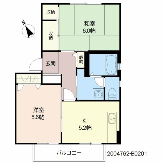 【間取り】 | パルモ Ｂ棟 | パルモ Ｂ棟 B0201号-16