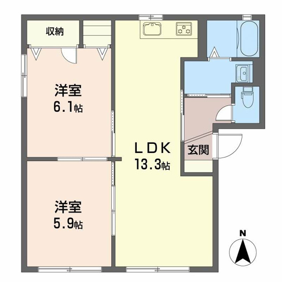 【間取り】 | サンライズ小松台 Ａ棟 ＊ | サンライズ小松台 Ａ棟 ＊ A0101号-2