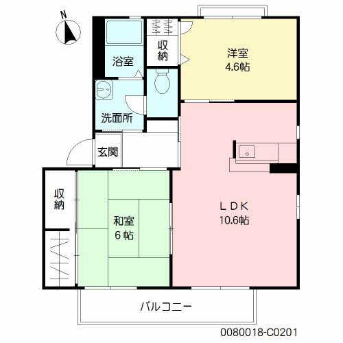 【間取り】 | ビーチ・ヒル Ｃ棟 ＊ | ビーチ・ヒル Ｃ棟 ＊ C0201号-16