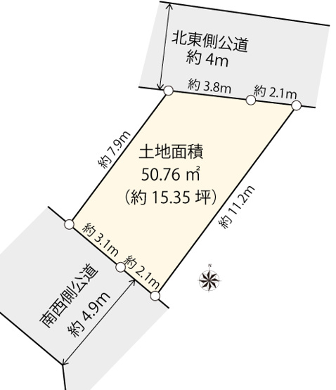 【土地図】 | 港区西麻布2丁目 | 2面の公道に面した区画となっております！陽当たりや通風に恵まれた開放的なお部屋づくりが実現します♪