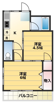 マークンコーポの間取り|南向き　2階角部屋