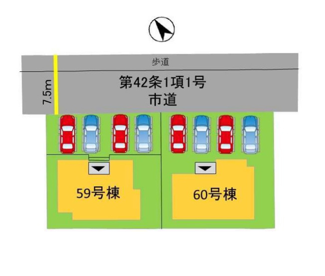 【区画図】 | 福岡市西区今津16期　60号棟（全64区画）【仲介手数料無料・0円】 | 区画図です。60号棟