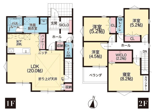 【秀光ビルド】岡崎市羽根町分譲の間取り|4LDK 、土地面積：154.672(46.80坪) 、建物面積：111.78㎡(33.81坪)
