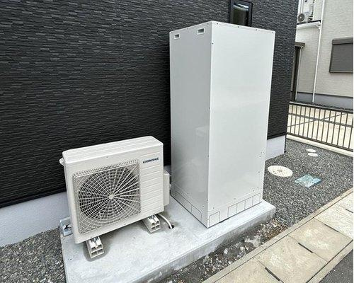 限定2邸平屋！【秀光ビルド】岐阜市次木 分譲住宅　1号地のその他|エコキュート施工例写真：460Lの大容量タイプ。断水時には非常用取水栓から生活用水を確保できます。