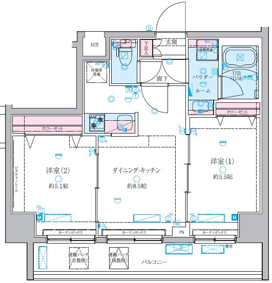 GENOVIA白糸台skygardenの間取り