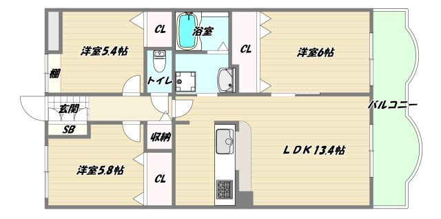 大阪市淀川区野中南２丁目の賃貸マンションの間取り