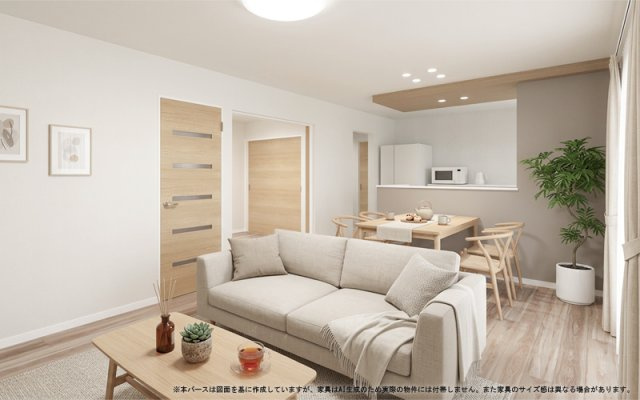 【完成予想図】 | 【LDK　イメージパース】
※画像は設計図面を基に作成したイメージです。