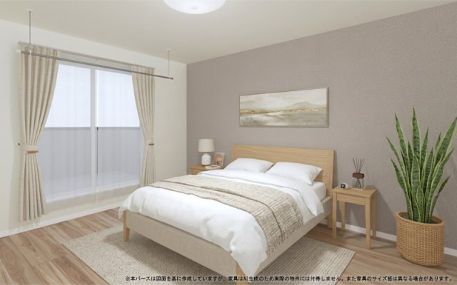 【完成予想図】 | 【主寝室　イメージパース】
※画像は設計図面を基に作成したイメージです。