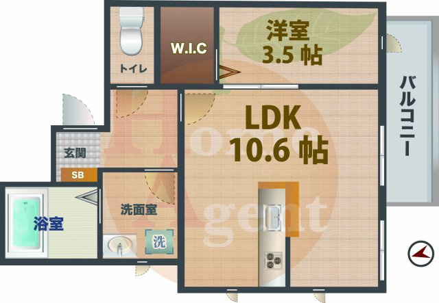 【間取り】 | エクセルコート | 1LDKのお部屋です。