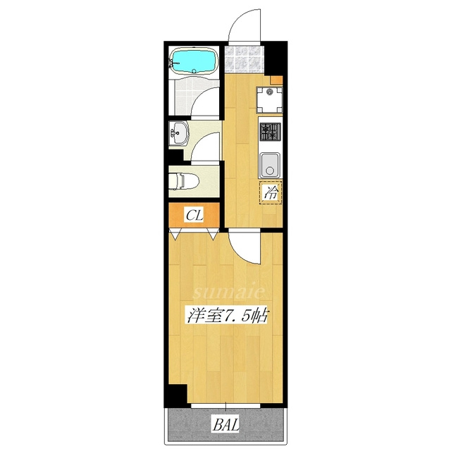 リバーサイドビュー皇漢の間取り|東向きのお部屋です