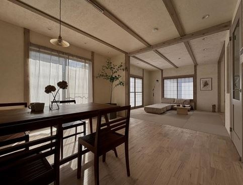 【中古】日高市横手2丁目リフォーム中古住宅の居間・リビング|リビング+和室