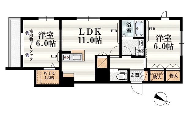 モンパレットの間取り|【間取り】　角部屋　３面採光