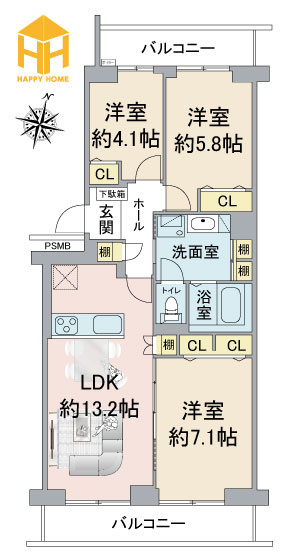 西宮セントポリア1号棟の間取り|※現況と図面が異なる場合現況を優先いたします。