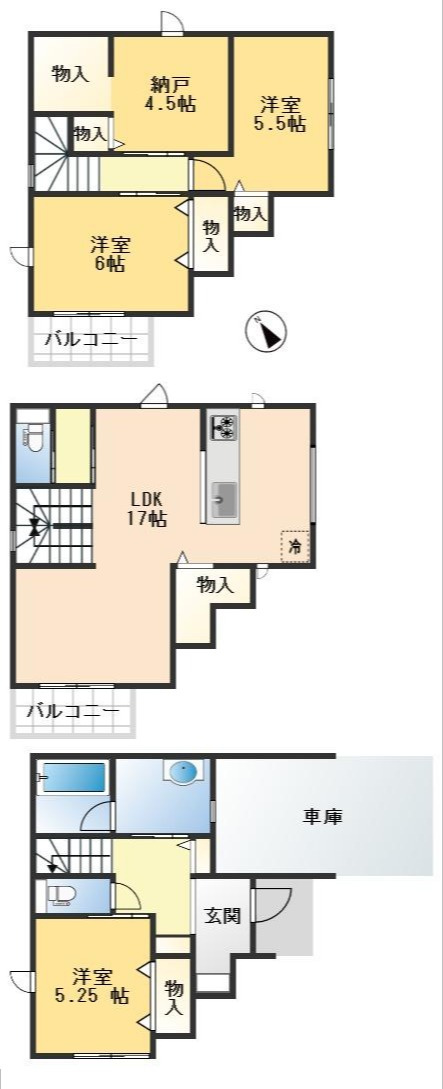 摂津市浜町　新築戸建の間取り