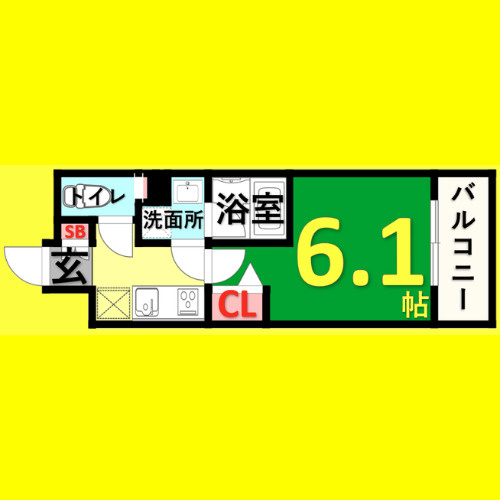 ディアレイシャス東別院　名古屋市賃貸　仲介手数料無料の間取り
