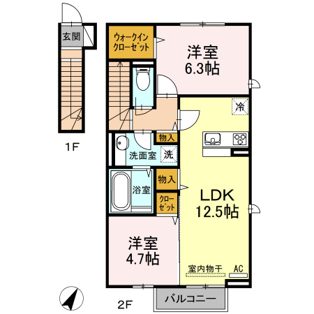 宮若市福丸のアパートの間取り
