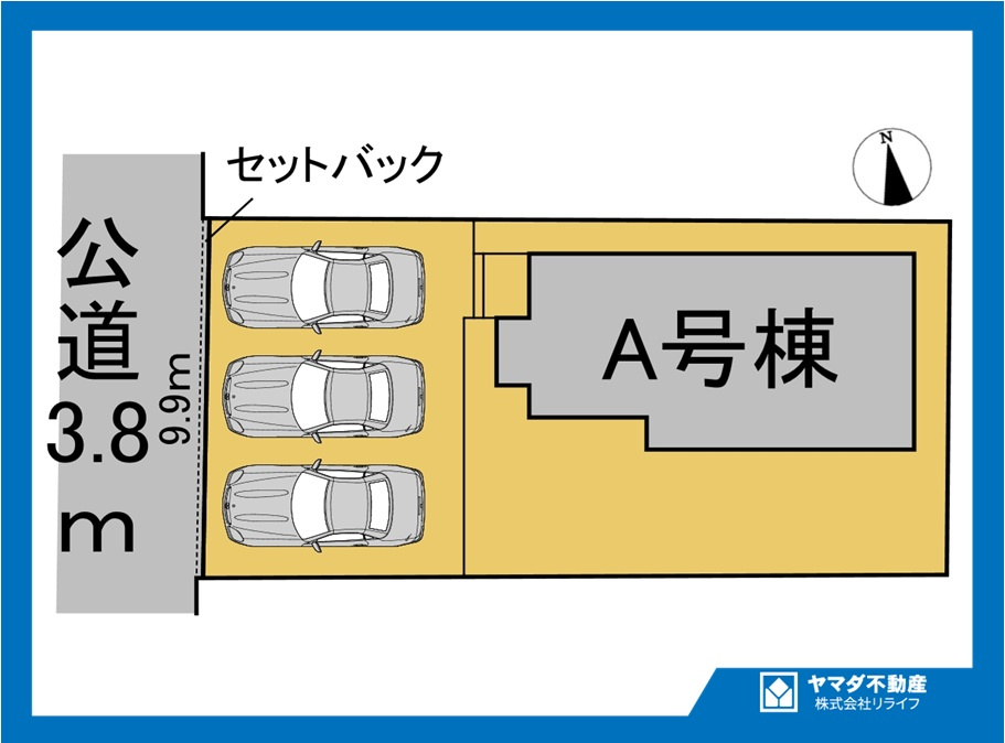 ハートフルタウン　一宮市浅井町河田　全1区画分譲の区画図|■区画図
■YAMADA電機の　ヤマダ不動産　株式会社リライフ　
いつでもお問合わせ下さい。