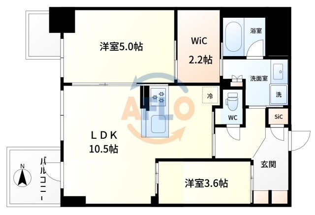 大阪市福島区海老江２丁目の賃貸マンションの間取り|S-RESIDENCE福島diverse　間取り